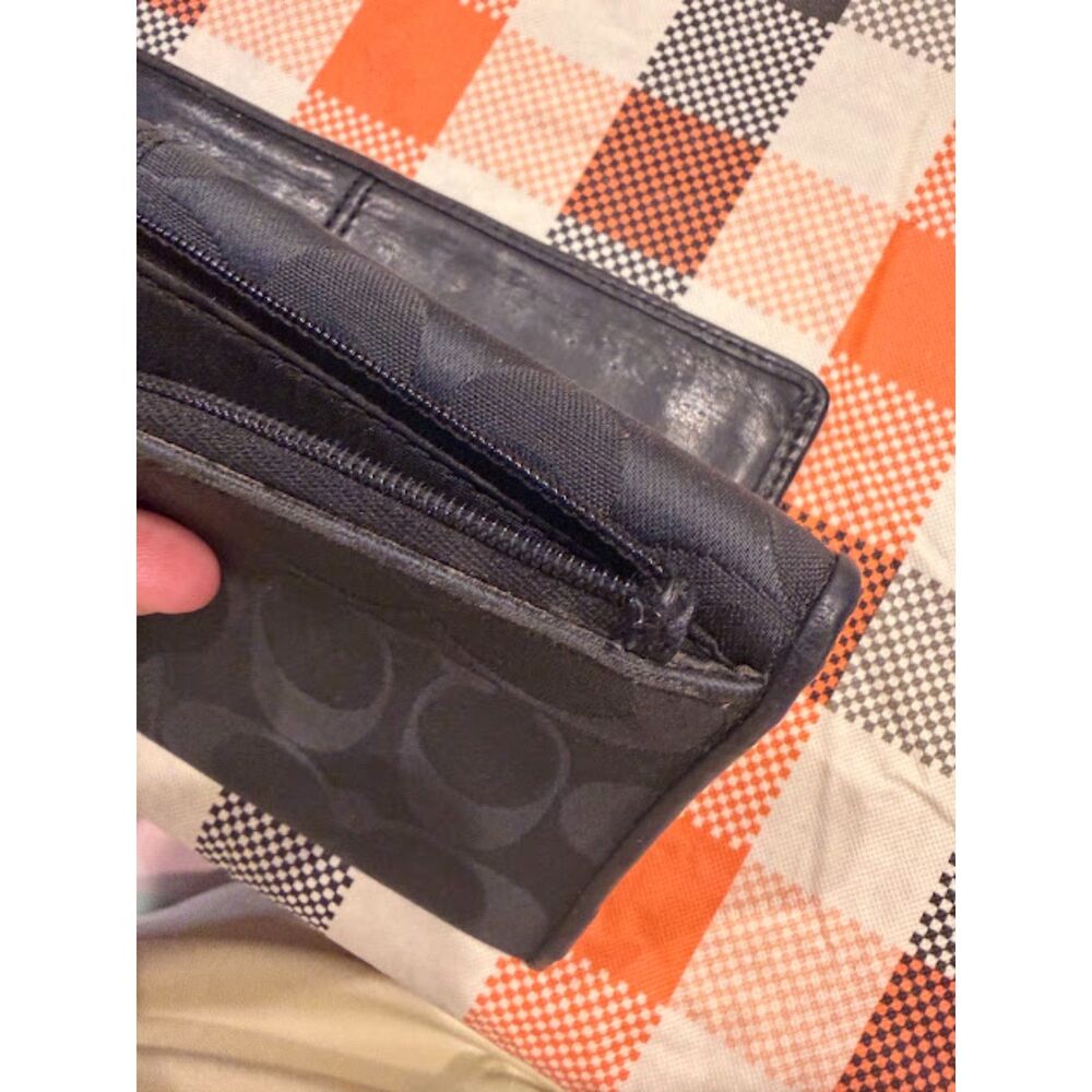 Coach Ashley Signature Sateen Checkbook Wallet Trifold Black y2k C Logo Print - Picture 6 of 6